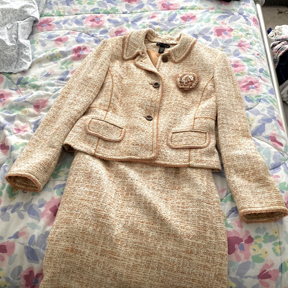 Valerie Stevens Printed Co-ord Tweed Skirt and Blazer Set